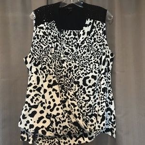 Sleeveless Cheetah Print Surplice Shirt